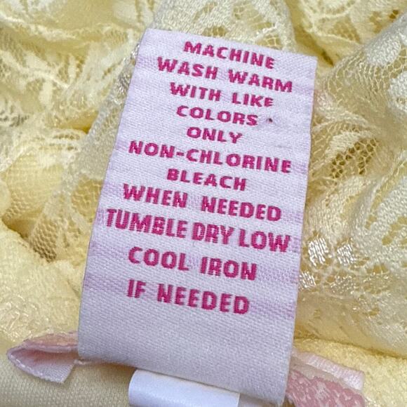 Candies Y2K Babydoll Top XL Yellow Lace Rhinestone Floral - Picture 3 of 12